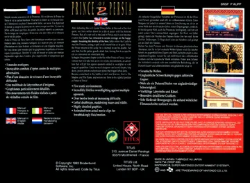 Prince of Persia 2 (Europe) box cover back